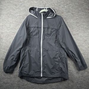 Duluth Trading Co Windbreaker Jacket Womans Sz L l Charcoal Nylon Outdoor Hiking